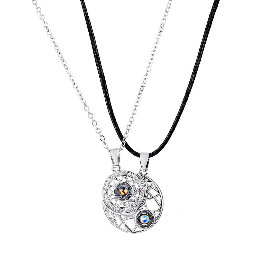 I Love You in 100 Languages Sun and Moon BFF Necklace