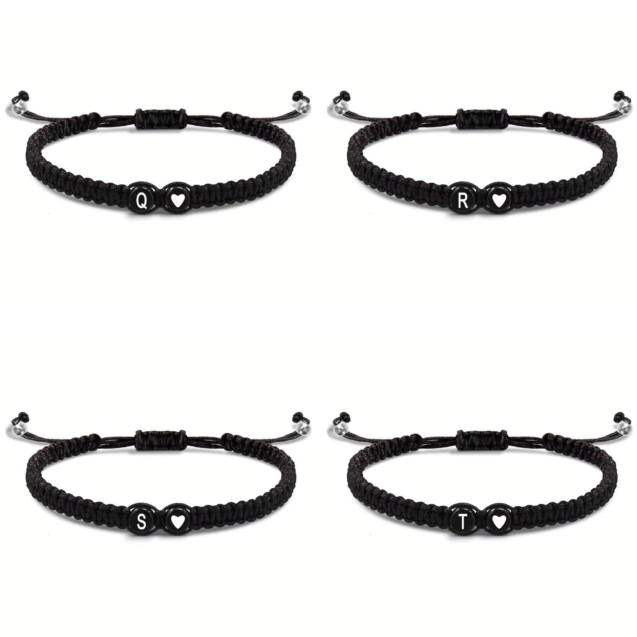 Initial Heart Couple String Bracelet