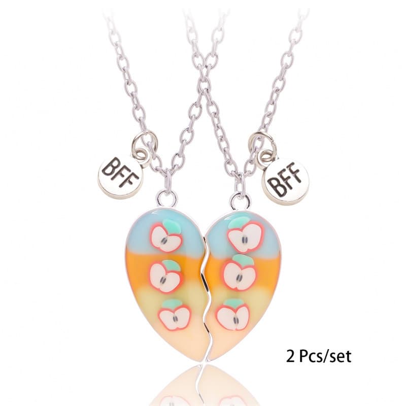 Matching Heart Necklaces for Best Friends BFF Gift Set