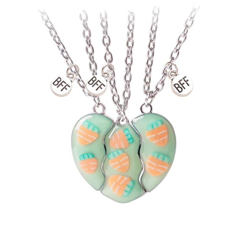 Magnetic Carrot Heart Necklace Set - BFF Best Friend Gift