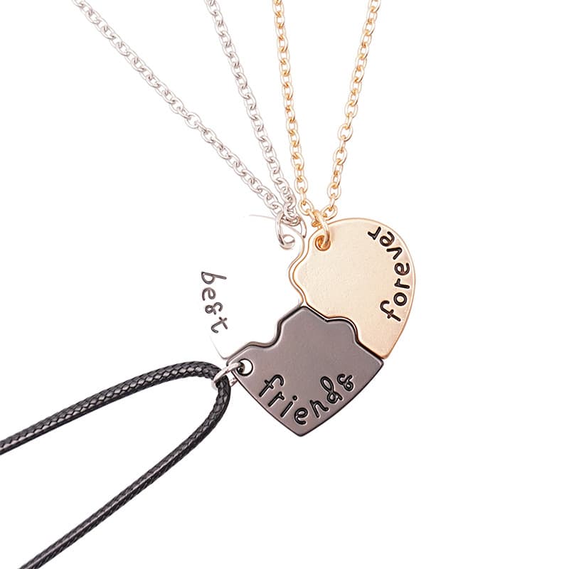 Best Friends Forever Puzzle Heart Necklace Set of 3