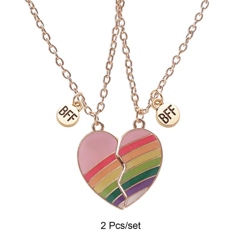 Rainbow Heart BFF Necklace Set - Perfect Gift for Best Friends