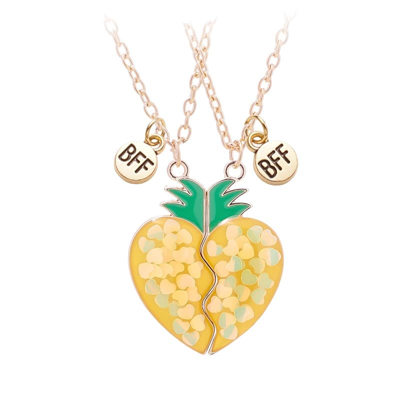 Matching Pineapple Necklaces - BFF Best Friend Forever Gift Set