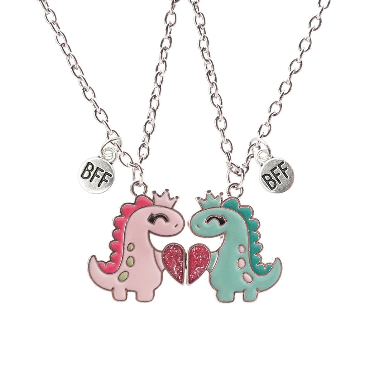 Cute Dinosaur BFF Magnetic Necklace Set for Best Friends