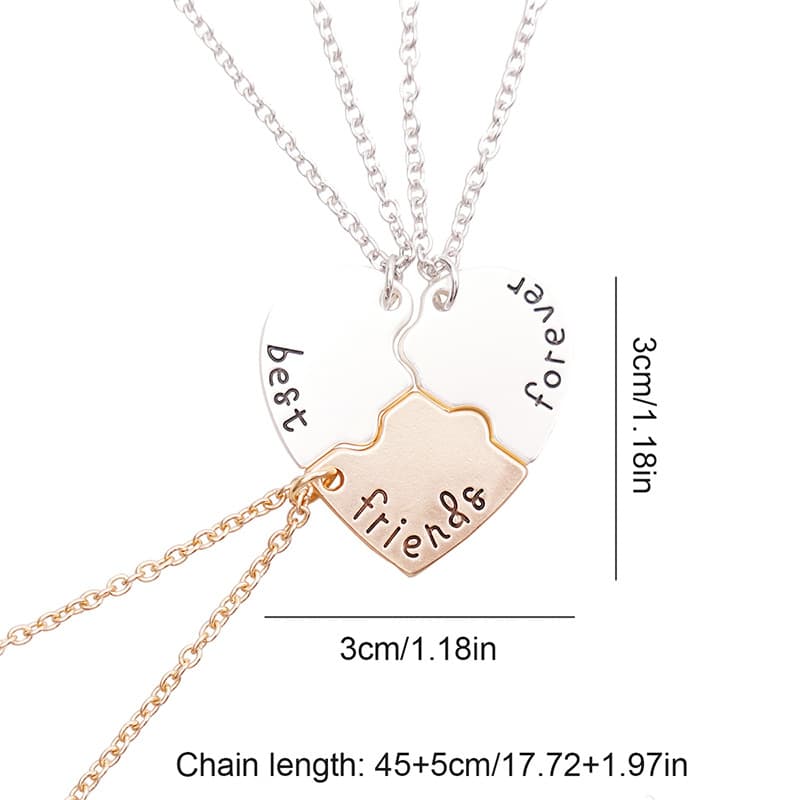 Best Friends Forever Puzzle Heart Necklace Set of 3