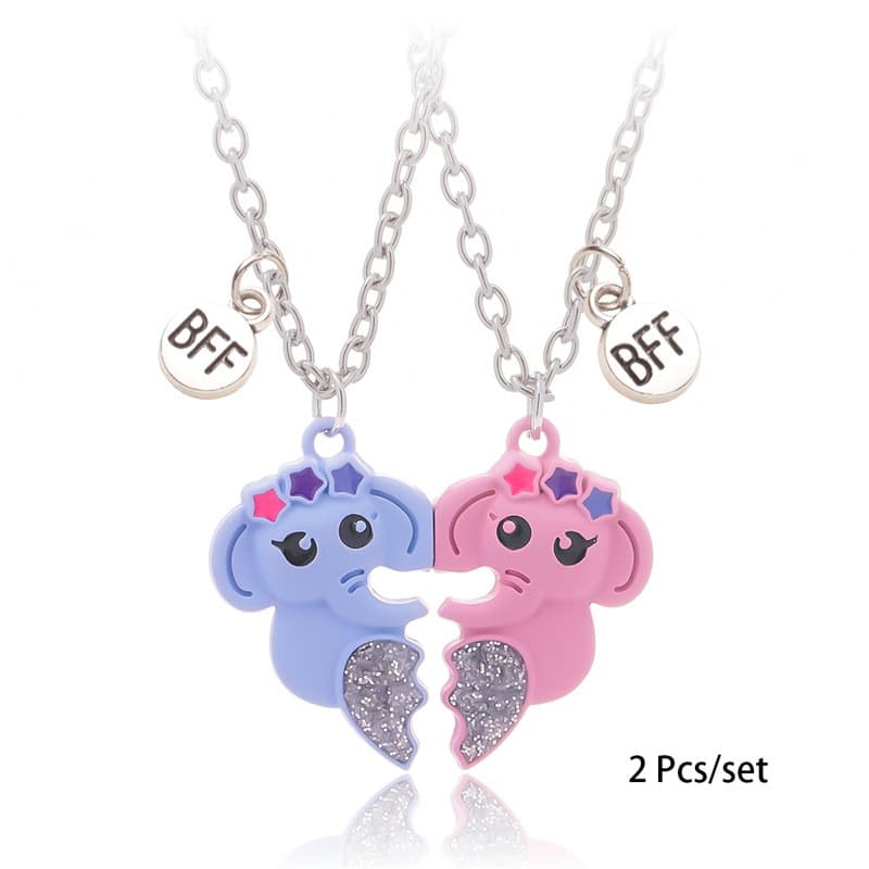 Adorable Elephant BFF Necklace Set - Perfect Gift for Best Friends