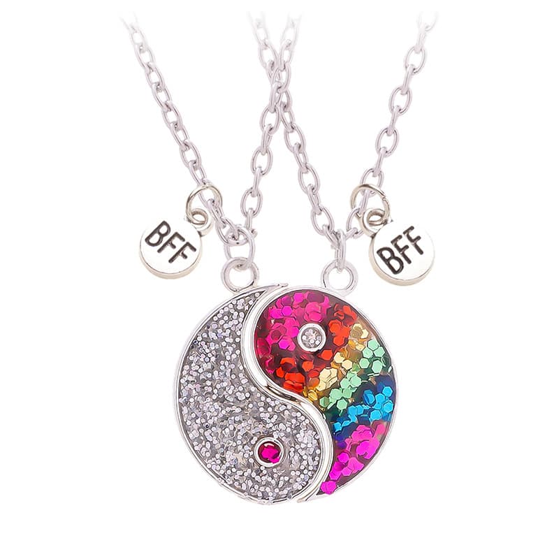 Sparkly Yin Yang BFF Necklace Set - Perfect Gift for Best Friends