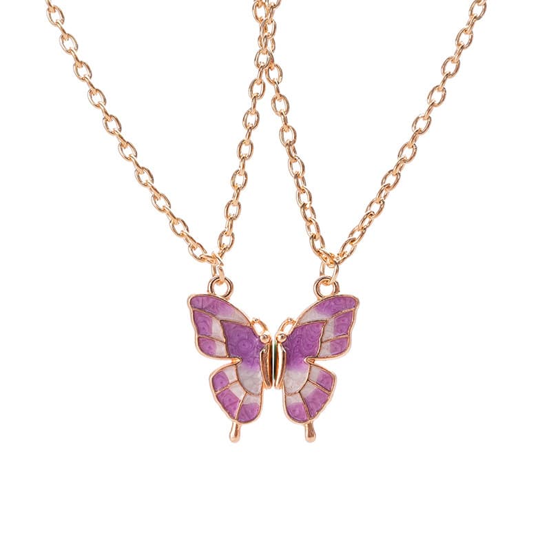 Friendship Butterfly Necklace - Elegant Enamel Wing Pendant for Besties