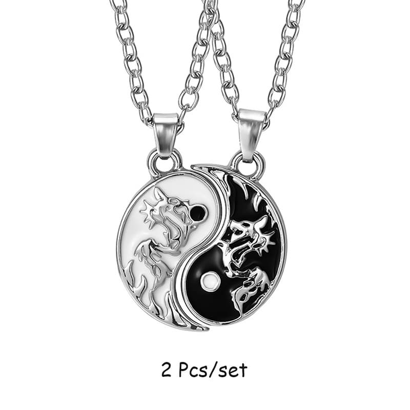 Yin Yang Dragon & Moon Couple Necklaces - Trendy Matching Friendship Jewelry