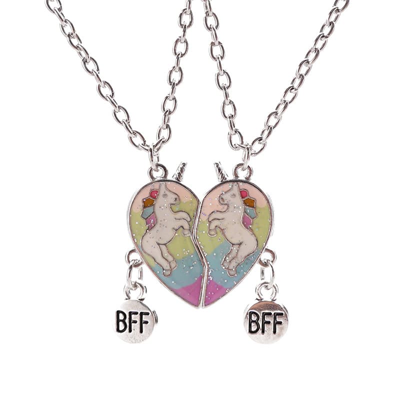 Unicorn Heart Magnetic Necklace Set for Best Friends
