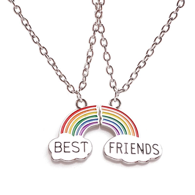 Best Friends Rainbow Necklace Set - Matching Couple Friendship Jewelry