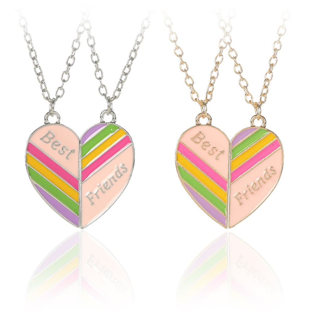 Best Friends Rainbow Heart Magnetic Necklace Set - Perfect Gift for BFFs