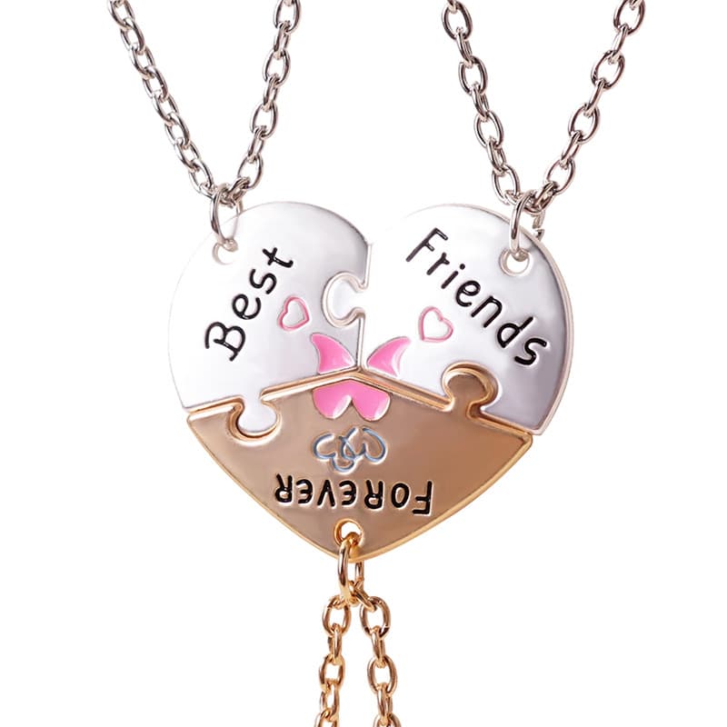 Best Friends Forever Puzzle Heart Necklace Set for Girls