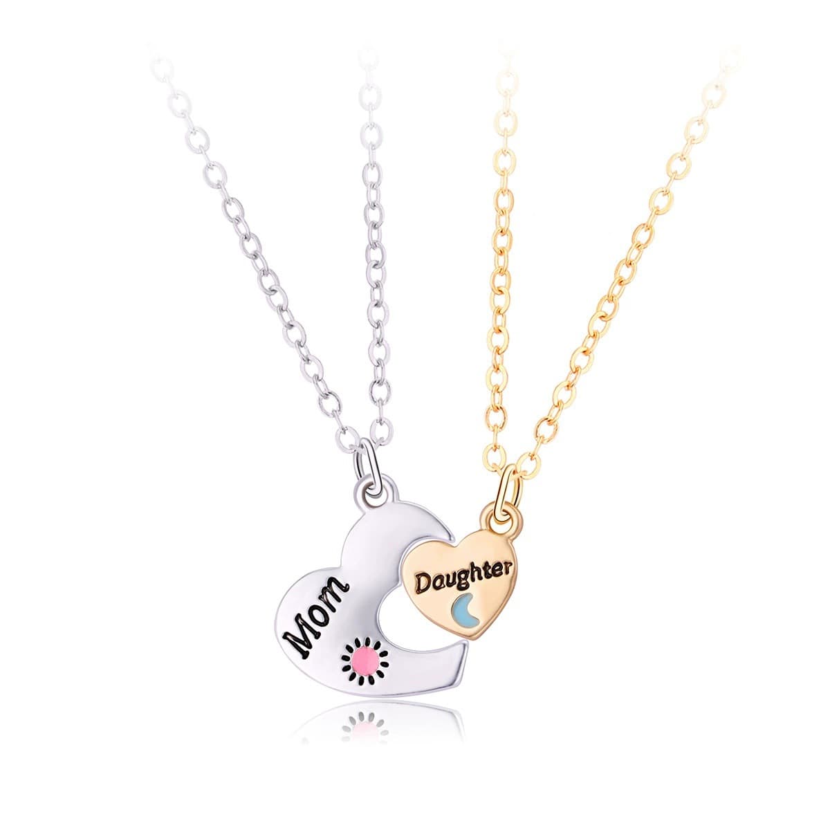 Mom & Daughter Heart Necklace Set - Perfect Mother Daughter Gift