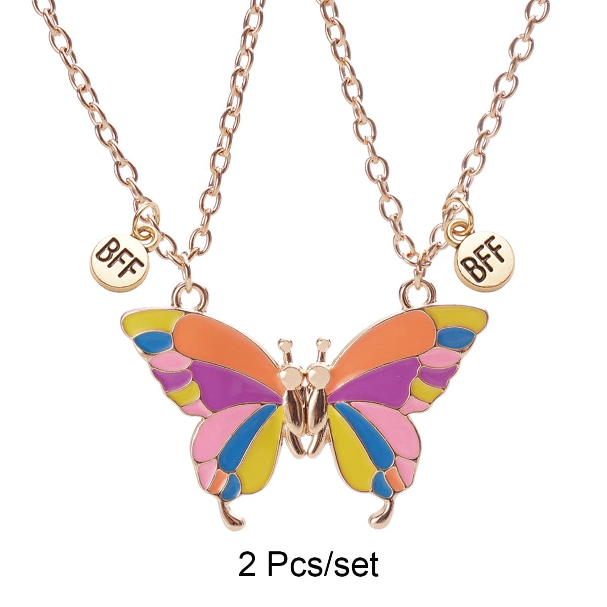 BFF Butterfly Necklace Set - Colorful Magnetic Friendship Necklaces for Girls & Best Friends