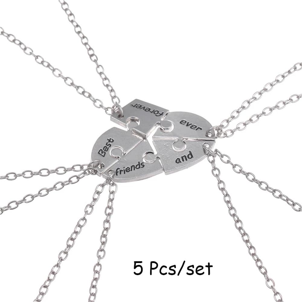 Best Friends Forever Puzzle Heart Necklace Set of 5