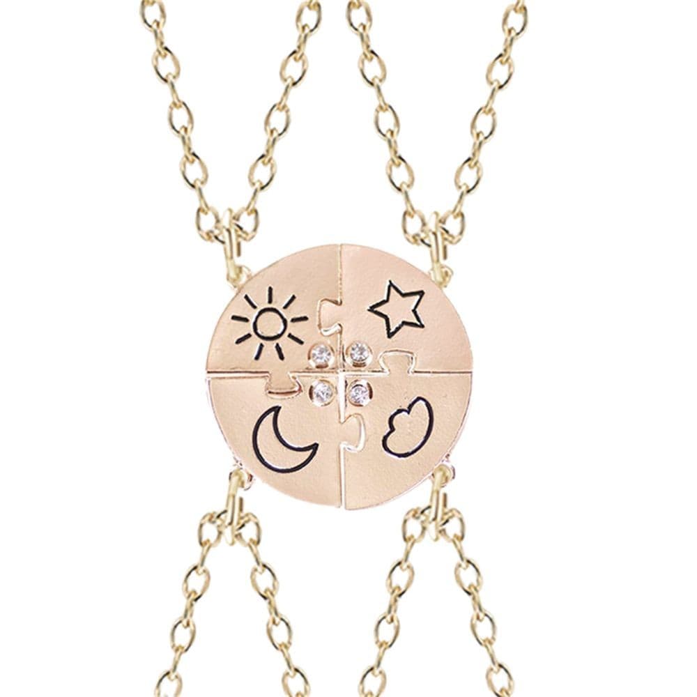 Friendship Puzzle Necklaces - Sun Moon Star Clouds Matching Set for Besties