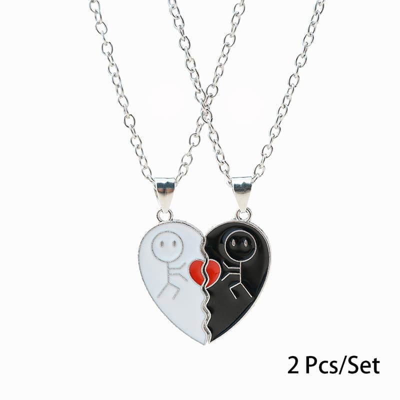 Matching Heart Pendant Necklace Set for Couples, Best Friends, Valentine's Gift