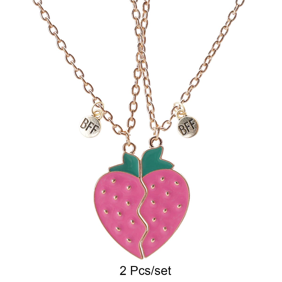 Strawberry BFF Necklace Set - Cute Magnetic Friendship Jewelry for Girls