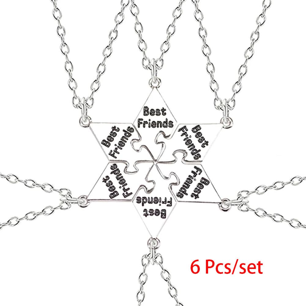 6-Piece Best Friends Star Puzzle Necklace Set - Perfect Graduation Gift for Girls