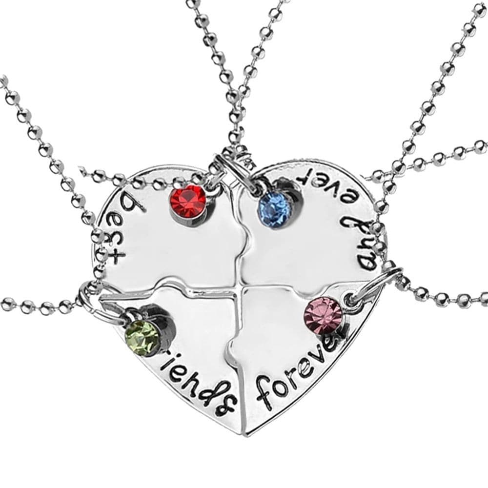 Best Friends Forever Puzzle Heart Necklace Set - Alloy Charm Jewelry