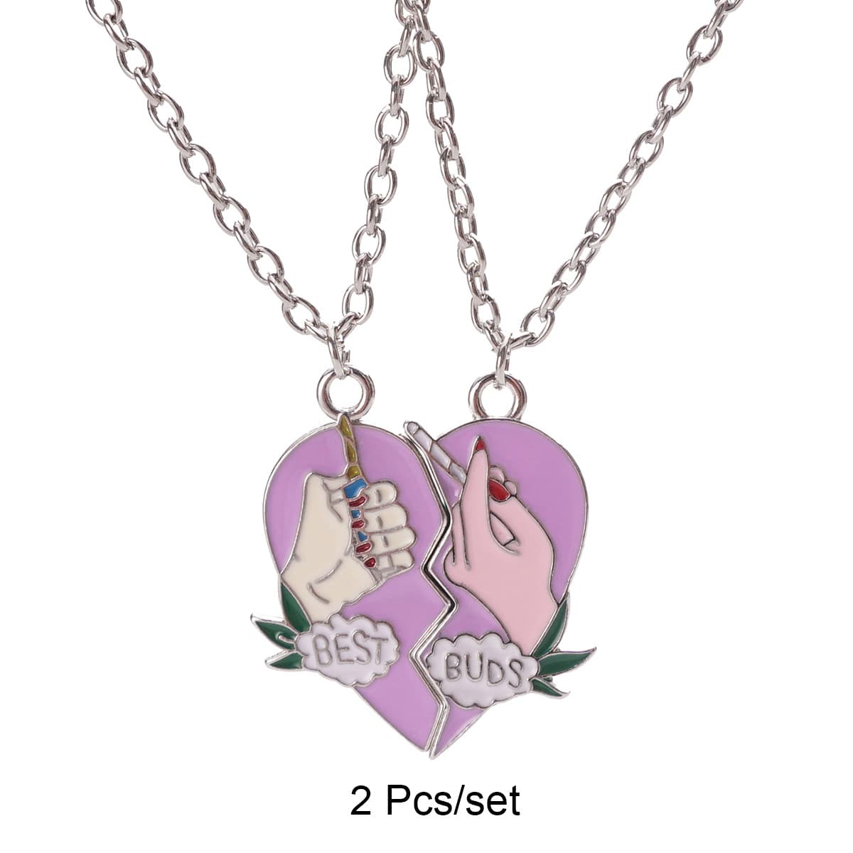 Best Buds Heart Split Necklace Set for Best Friends
