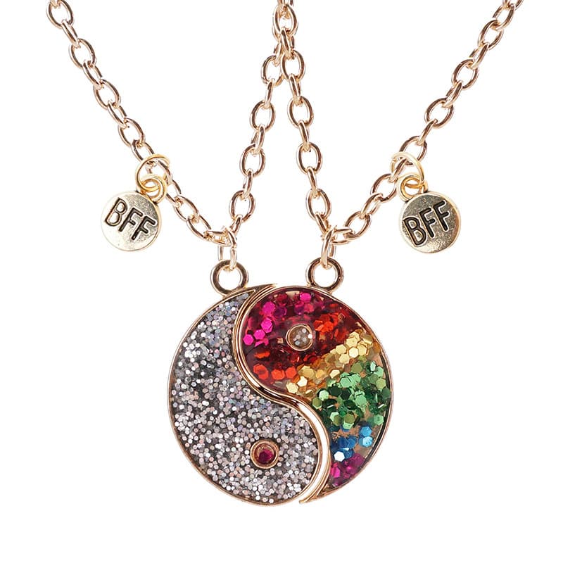 Sparkly Yin Yang BFF Necklaces Set - Perfect Gift for Best Friends