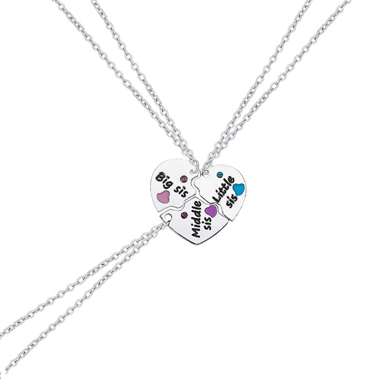 Three Sisters Heart Necklace - Customizable Sisterhood Gift