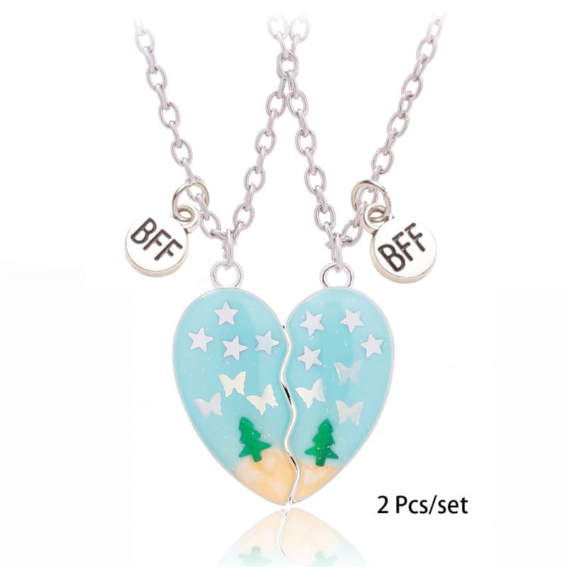 Magnetic Best Friend Necklaces Set - Heart Tree Butterfly Pendant Gift