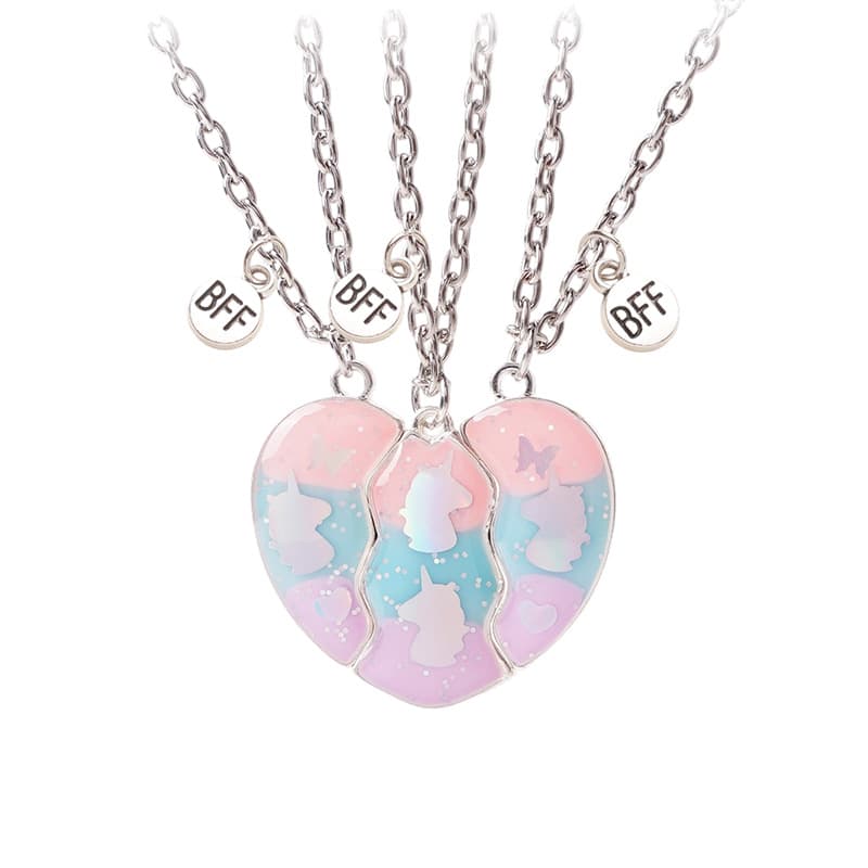 Unicorn Heart Magnetic BFF Necklace Set for Best Friends