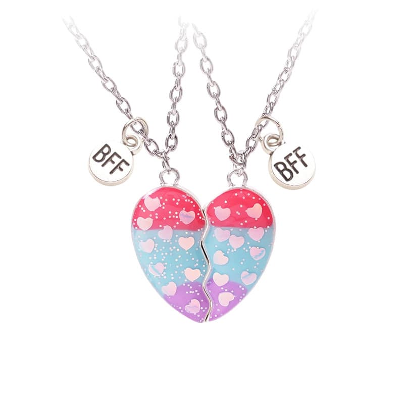 Best Friend Heart Necklace Set - Matching BFF Jewelry Gift