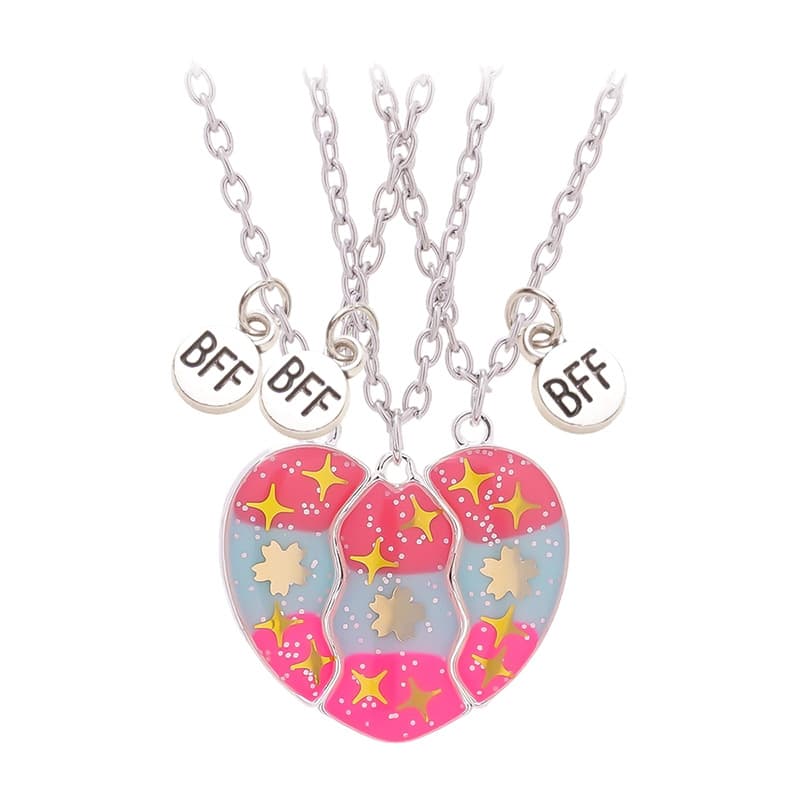 BFF Best Friends Forever Magnetic Heart Necklace Set of 3