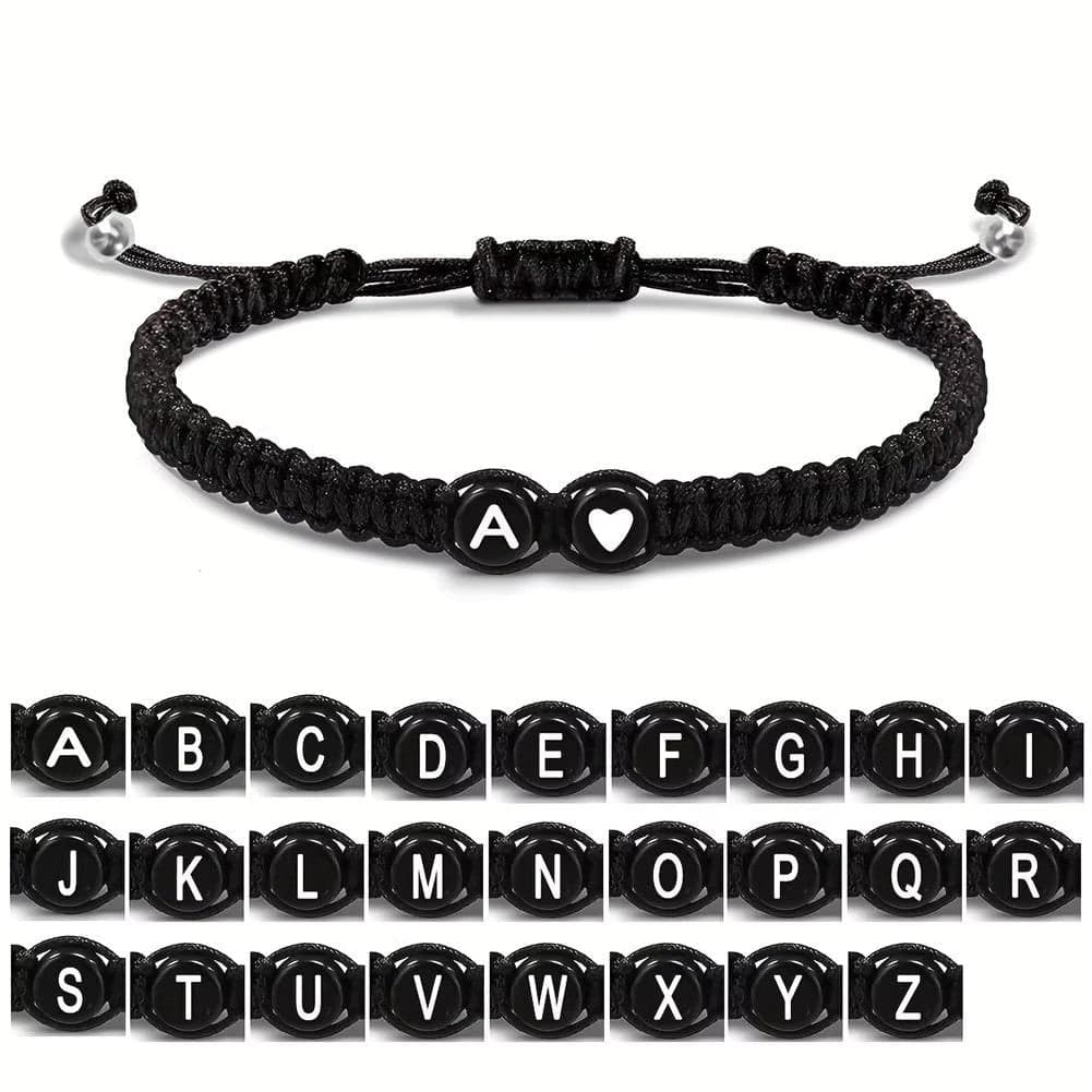 Initial Heart Couple String Bracelet