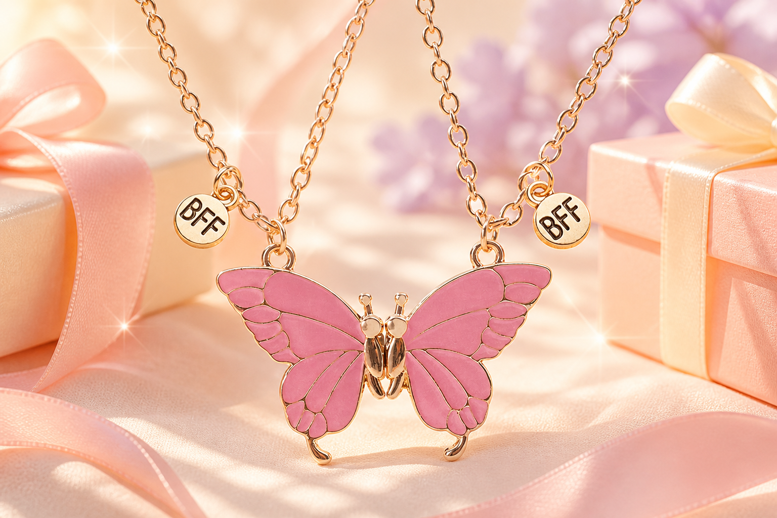 Couple Necklace for Boyfriend and Girlfriend: Butterfly Charm