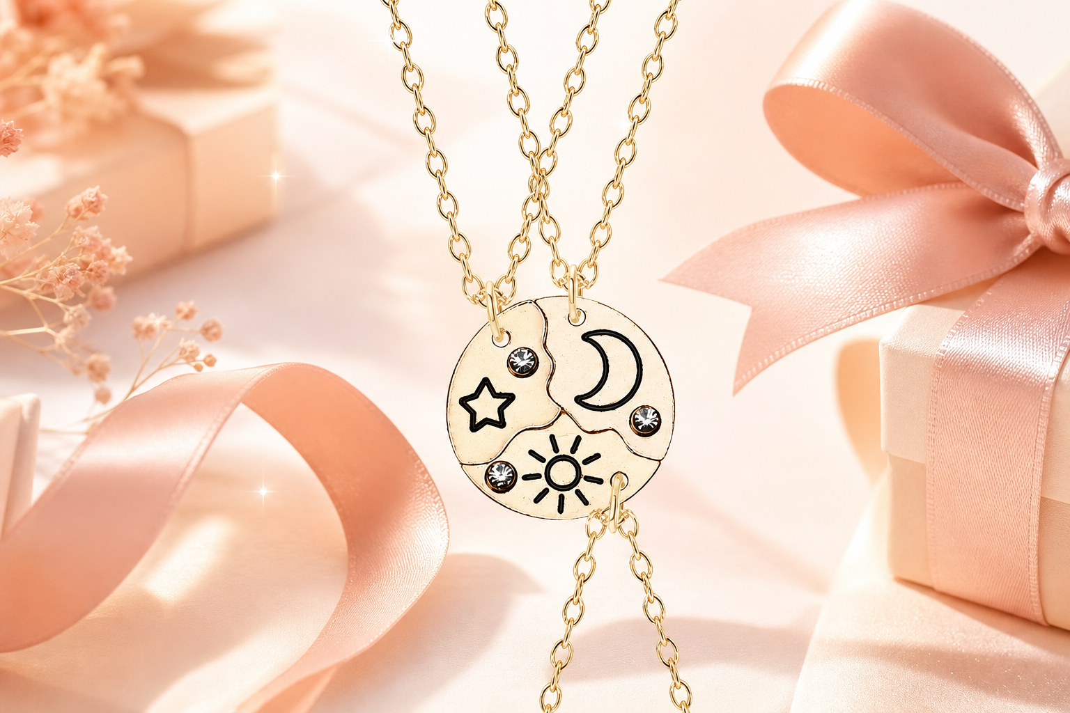 Sun Moon Star Best Friend Necklace: A Gift for 3 Besties