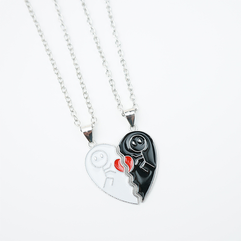 Matching Heart Pendant Necklace Set for Couples, Best Friends, Valentine's Gift