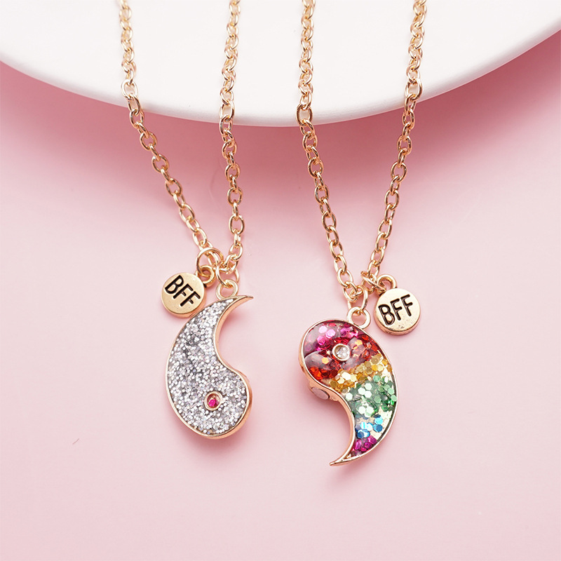 Sparkly Yin Yang BFF Necklaces Set - Perfect Gift for Best Friends