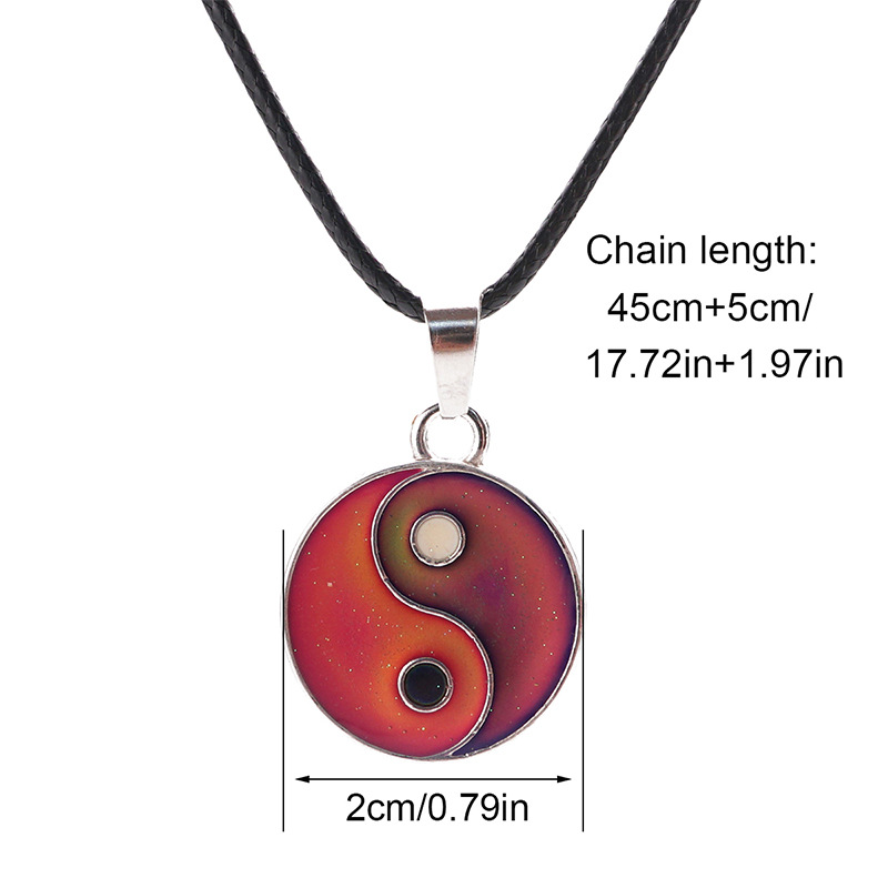 Yin Yang Temperature-Sensitive Couple Necklace, Fashionable Hollow Pendant for Men & Women